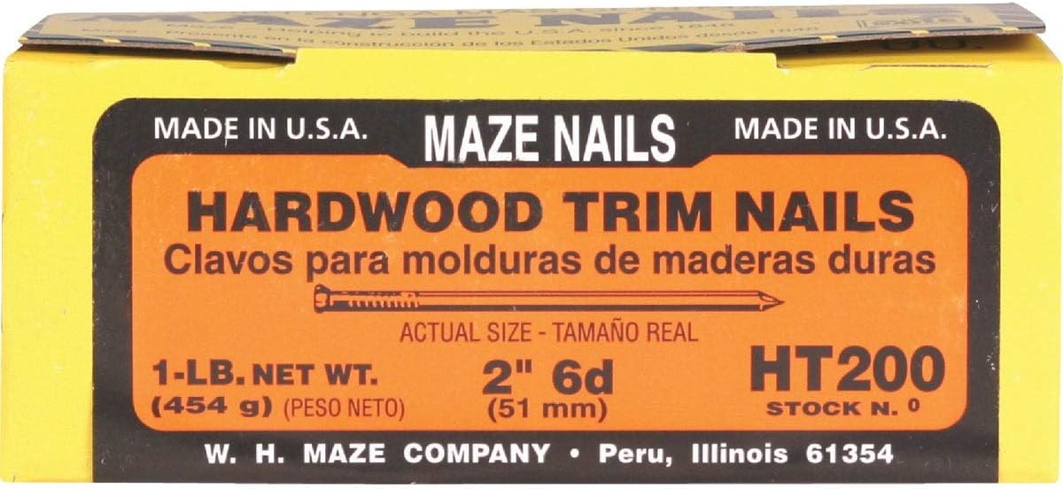 BRAND, CATEGORY, FINISH NAILS, MAZE NAILS, Hardwood Trim Nails, Slim Diameter, Carbon Steel Wire, 2-In., 1-Lb.