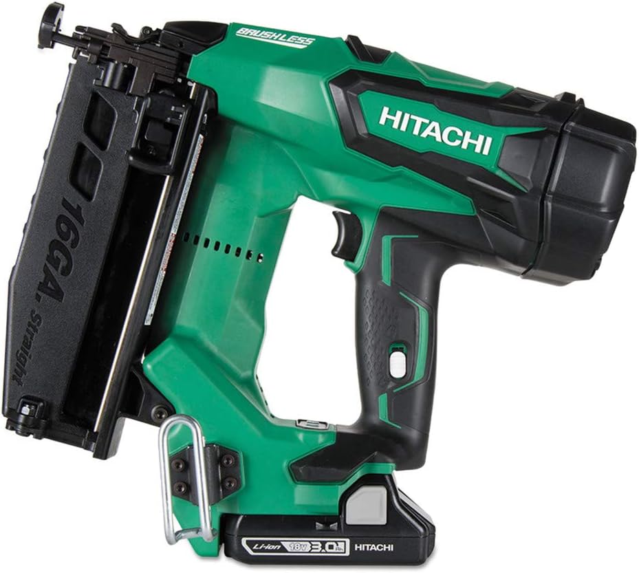 BRAND, CATEGORY, FINISH NAILERS, HITACHI, Hitachi NT1865DM 18V Cordless Straight Finish Nailer, Brushless Motor, 16 Gauge, 1" to 2-1/2" Nails, Compact 3.0 Ah Lithium Ion Battery, Zero Ramp-Up Time, Lifetime Tool Warranty