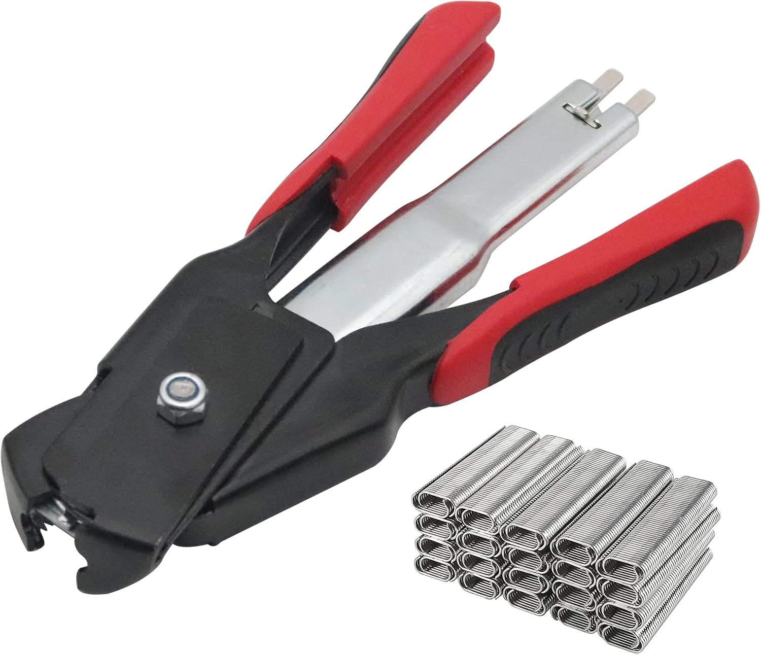 ACHICKLEAD, BRAND, CATEGORY, SNAP-RING PLIERS, Hog Ring Pliers Kit C-type with 2500pcs Nails Spring Loaded Hog Ring Gun for Auto Feed Animal Fence Fastener Staple Plier Nailer Mattresses Car Cushions