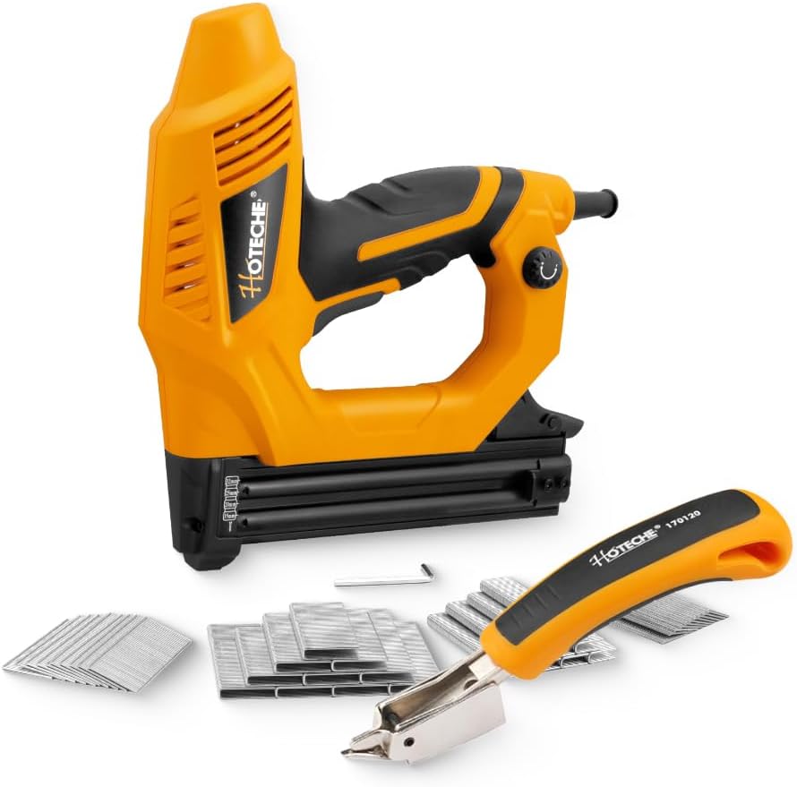 BRAD NAILERS, BRAND, CATEGORY, HOTECHE, Hoteche 18GA 2-in-1 Electric Brad Nailer/Stapler with 2000Pcs Brad Nails/Staples & Staple Remover Combo for Home Upholstery and Woodworking