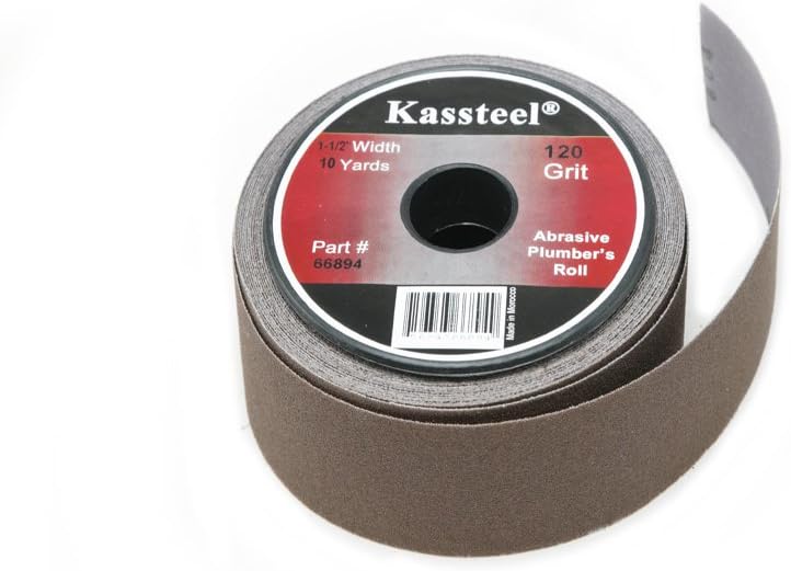 BRAND, CATEGORY, MULTITOOLS, SUNGOLD ABRASIVES, Kassteel 66895 Aluminum Oxide Abrasive Plumber's Roll 120 Grit, 1-1/2" x 25 yd, Brass