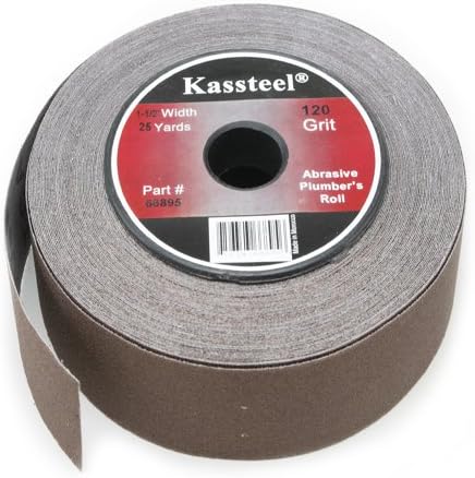 BRAND, CATEGORY, MULTITOOLS, SUNGOLD ABRASIVES, Kassteel 66895 Aluminum Oxide Abrasive Plumber's Roll 120 Grit, 1-1/2" x 25 yd, Brass