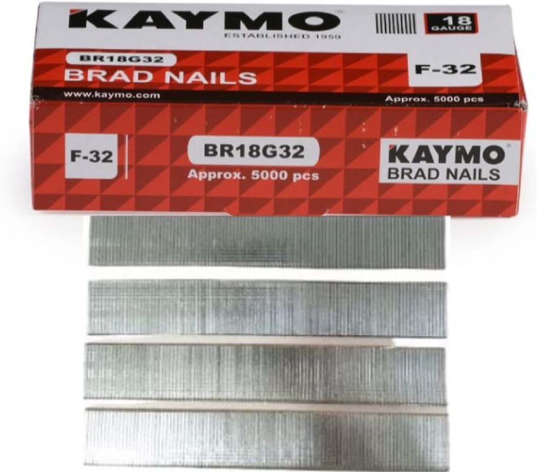 BRAD NAILS, BRAND, CATEGORY, KAYMO, Kaymo BR18G40 18 Gauge Brad Nails F-40mm, Galvanized Finish Nails, (5000 Pieces)