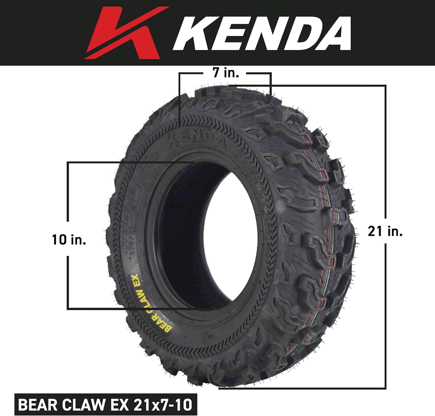 BRAND, CATEGORY, KENDA, TRAIL, Kenda Bear Claw EX 21x7-10 Front ATV 6 PLY Tires Bearclaw 21x7x10-2 Pack