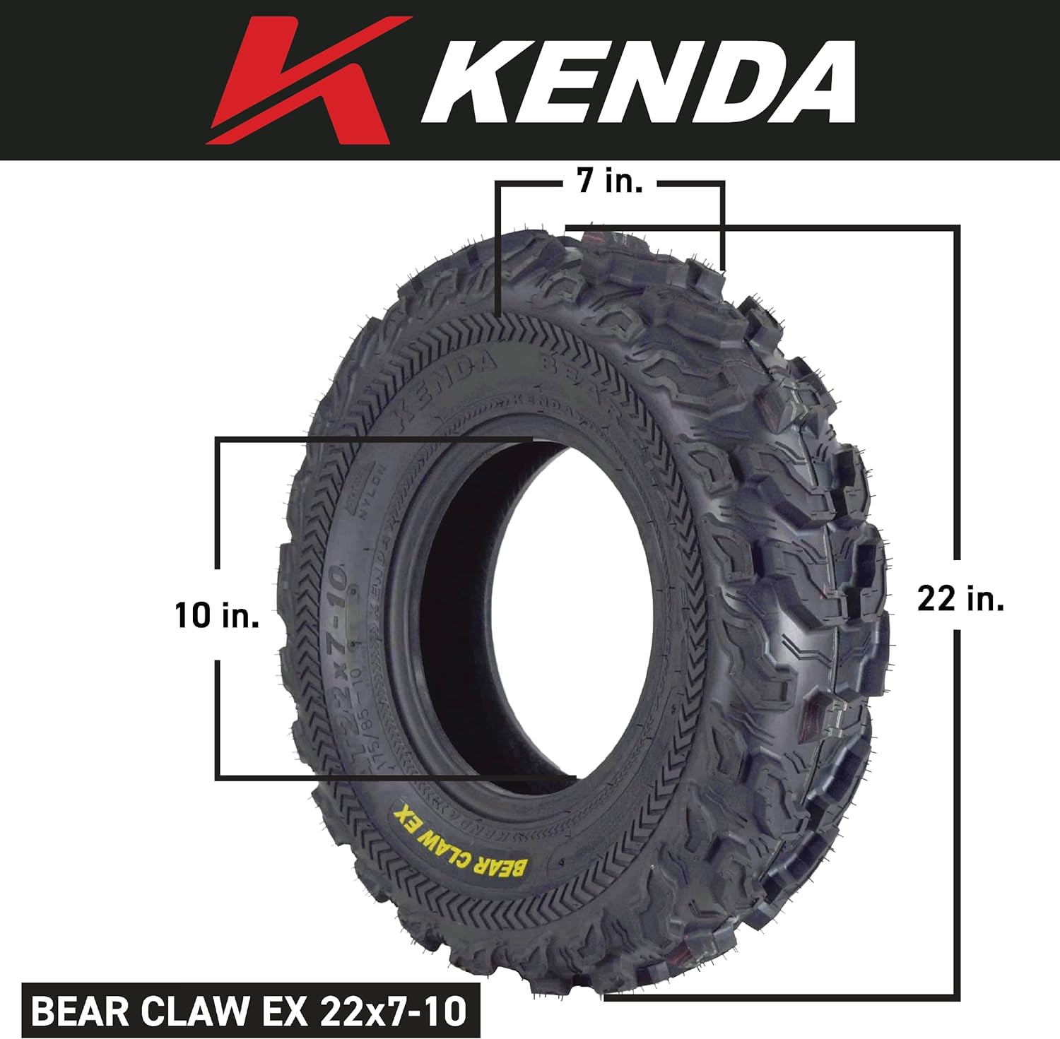 BRAND, CATEGORY, KENDA, TRAIL, Kenda Bear Claw EX 22x11-10 (x2) and 22x7-10 (x2) ATV 6 PLY Tires (4 Pack)