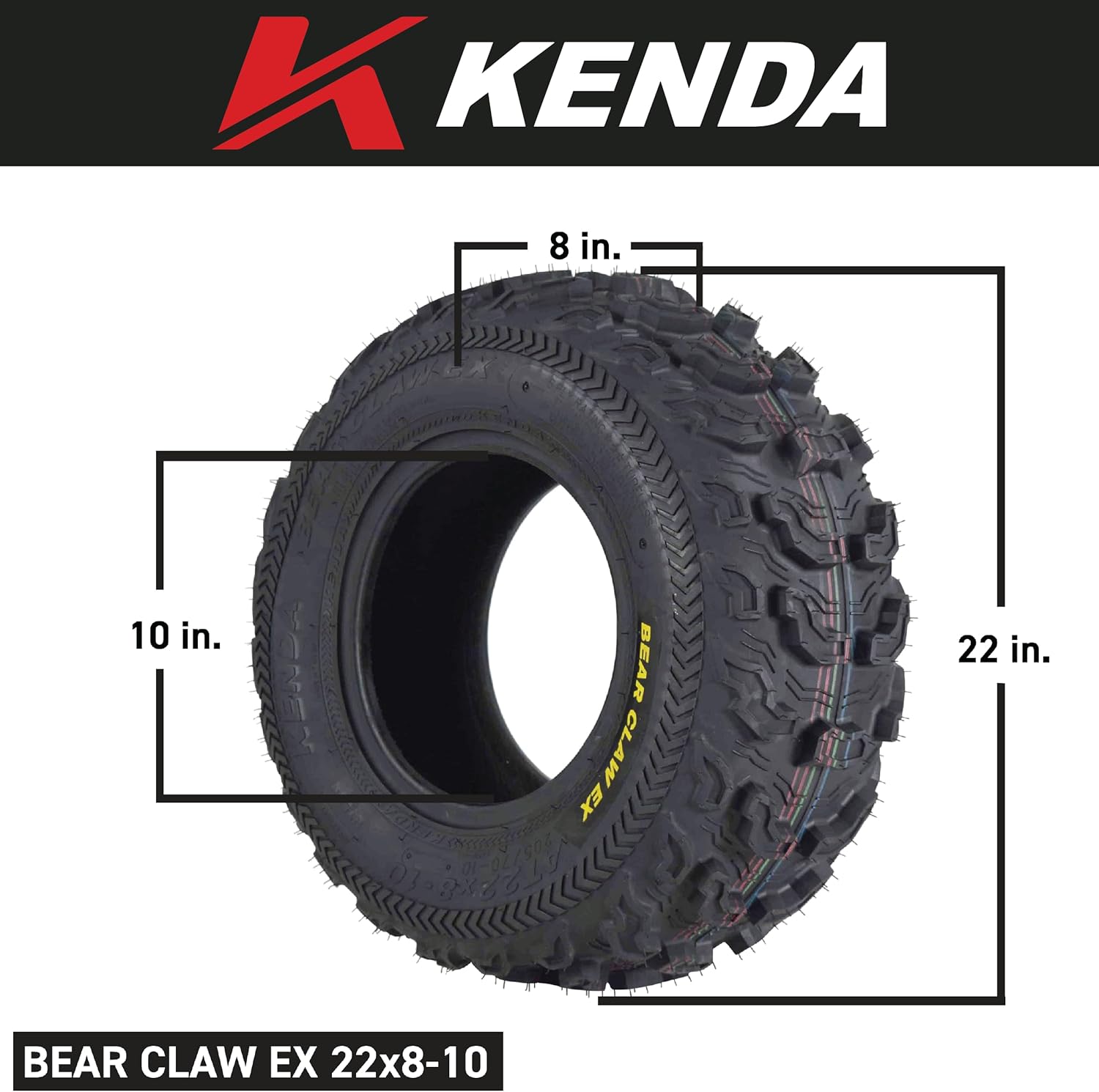 BRAND, CATEGORY, KENDA, TRAIL, Kenda Bear Claw EX 22x8-10 (x2) and 22x11-10 (x2) ATV 6 PLY Tires (4 Pack)