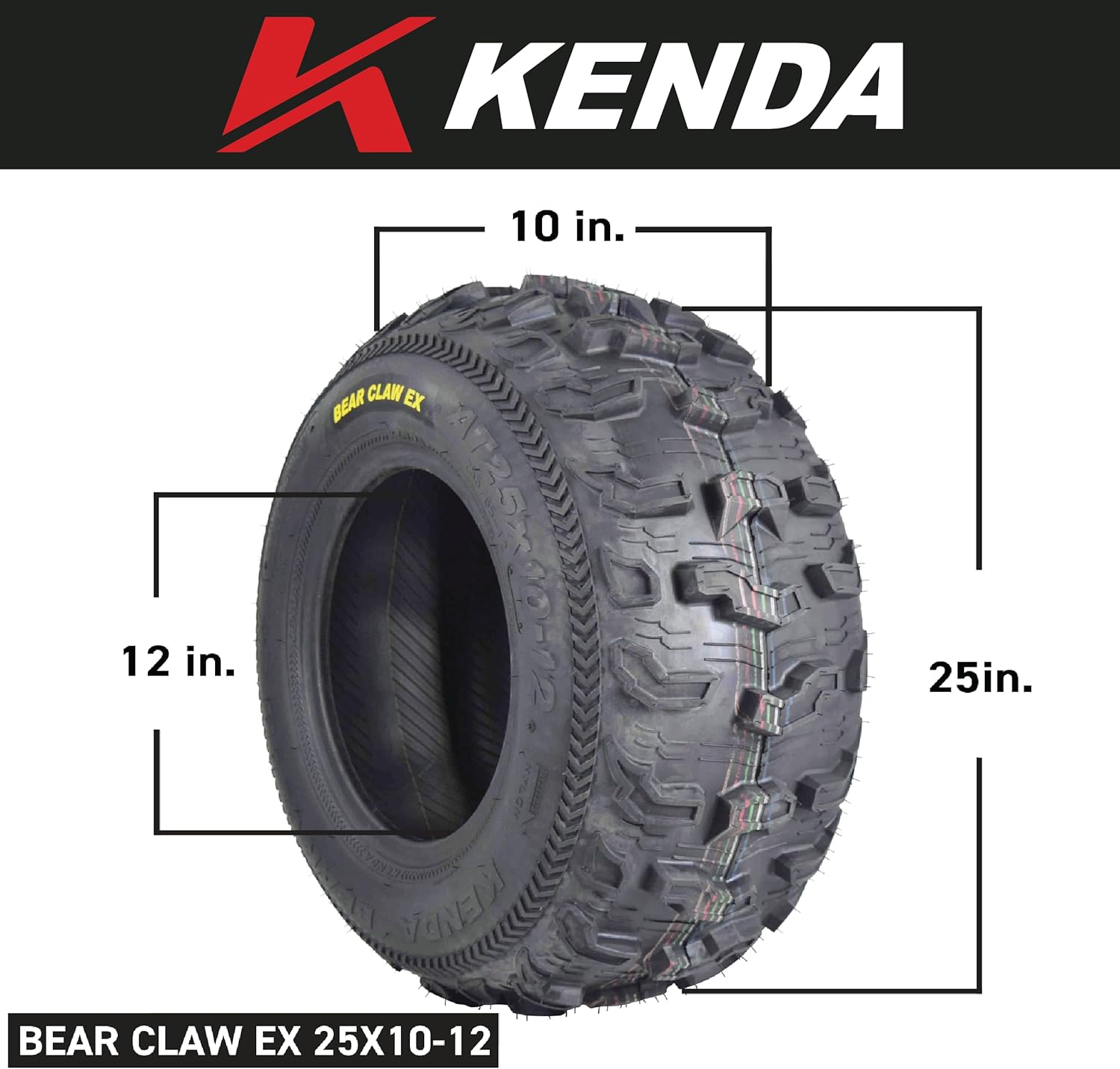 BRAND, CATEGORY, KENDA, TRAIL, Kenda Bear Claw EX 25x10-12 Rear ATV 6 PLY Tir3 (2 Pack)