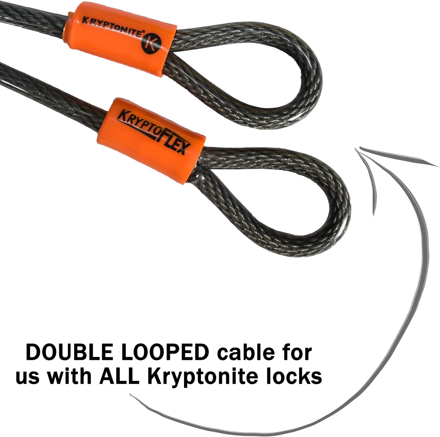 BRAND, CABLE LOCKS, CATEGORY, KRYPTONITE, Kryptonite KryptoFlex Security Cable, 2.6FT/4FT/7FT/30FT Long Braided Steel Flex Bike Lock Anti-Theft Cable with Looped Ends for Outdoor Equipment, U-Lock and Padlock, 5mm-10mm Thick,Grey/Orange