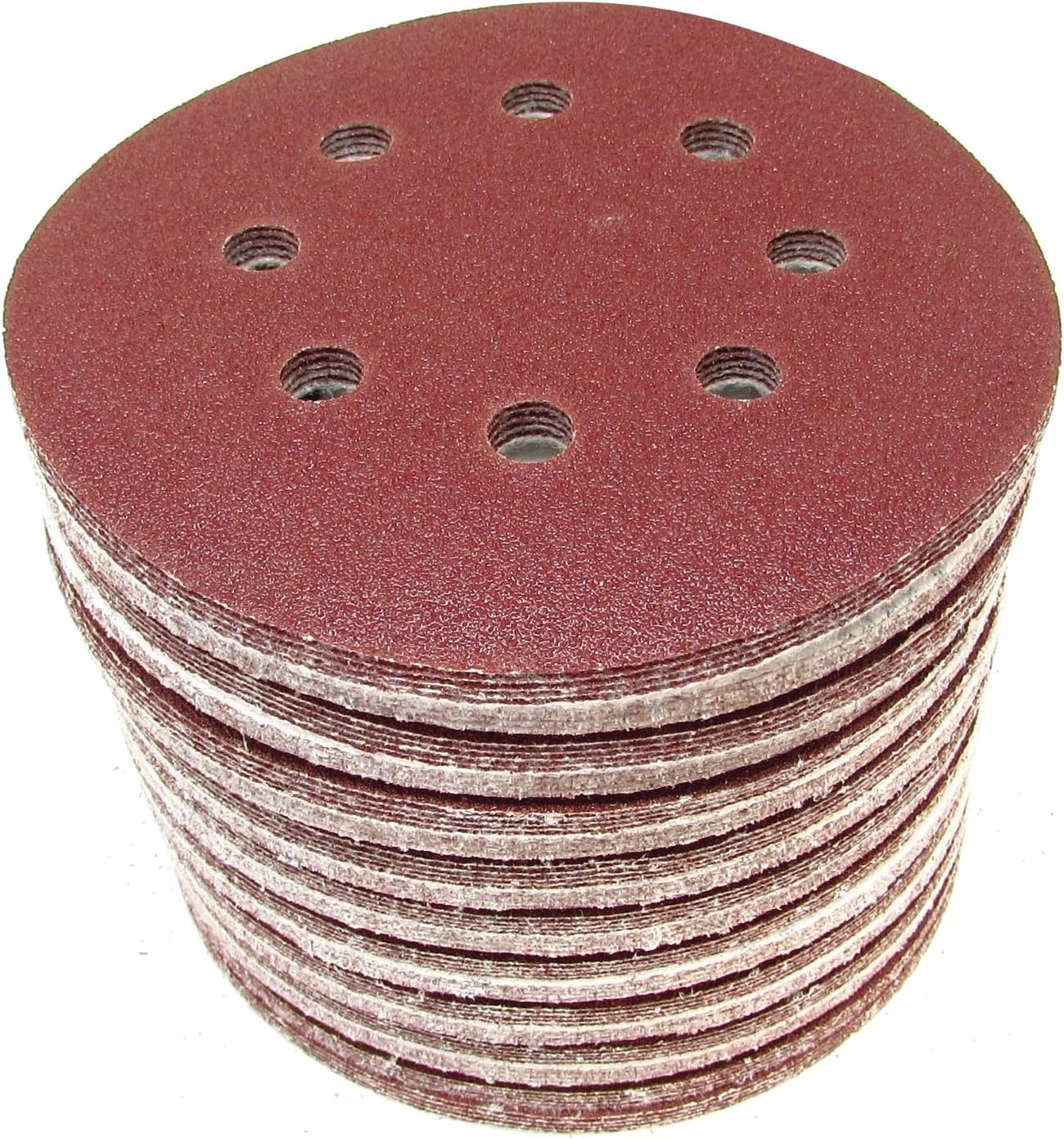 BRAND, CATEGORY, HOOK & LOOP DISCS, LINE10 TOOLS, LINE10 Tools 100 Pack Sanding Discs, 80 Grit, 5 inch, 8 Holes, Hook and Loop Backing for Orbital Sanders