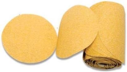 BRAND, CATEGORY, KAREBAC, PSA DISCS, LR5C120 Premium Gold 5" PSA 120 Grit C-Weight Aluminum Oxide Stearated Sanding Discs 100 Discs/Linkroll