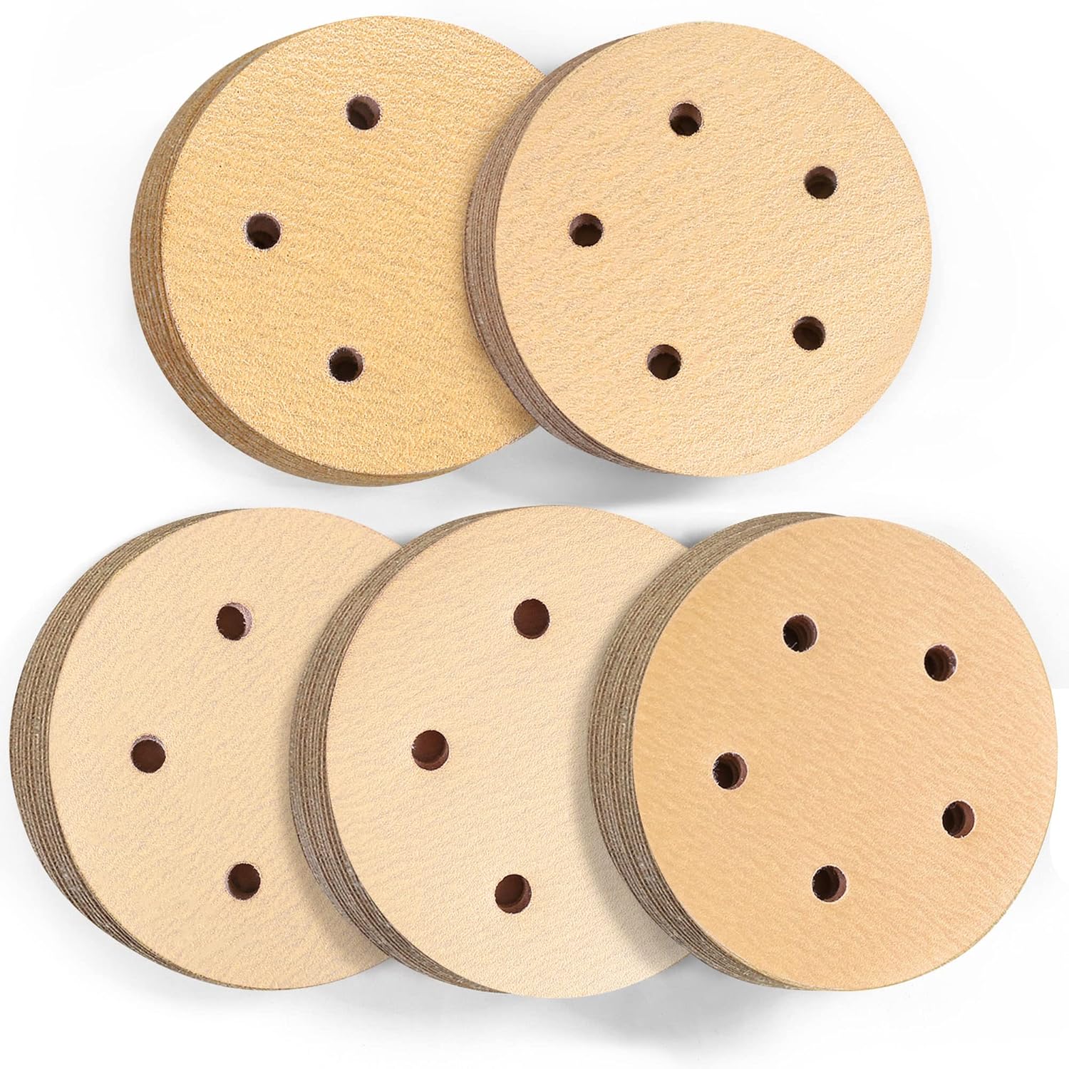 BRAND, CATEGORY, HOOK & LOOP DISCS, LOTFANCY, LotFancy 5 Inch 5 Hole Sanding Discs, 100PCS 60 80 120 180 220 Grit Sandpaper Assortment - Orbital Sander Pad, Hook and Loop Sand Paper