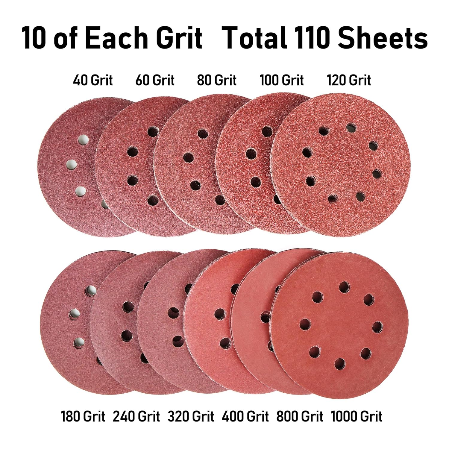 BRAND, CATEGORY, HOOK & LOOP DISCS, LOTFANCY, LotFancy Sanding Disc 5 Inch 8 Hole, 120PCS - 1000 1200 1500 2000 2500 3000 Grit Assorted, Random Orbital Sander Pads, Hook and Loop Sandpaper