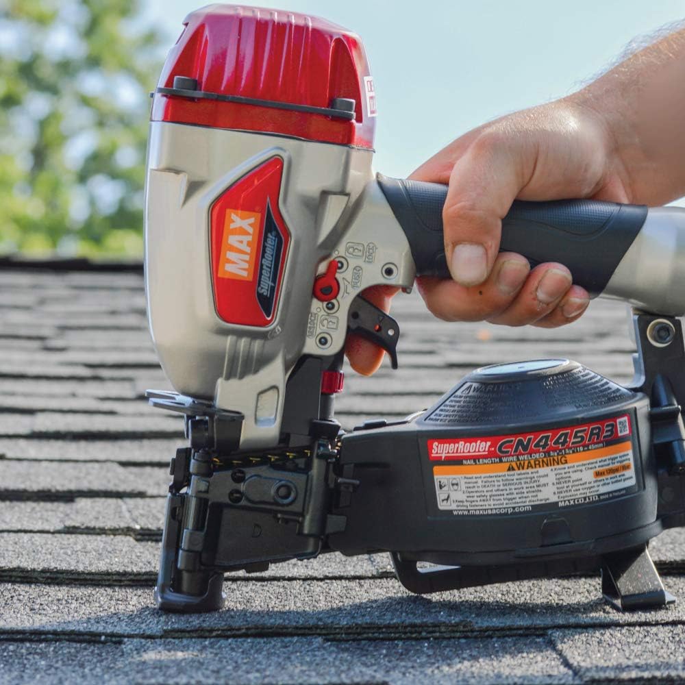 BRAND, CATEGORY, MAX USA CORP., ROOFING NAILERS, MAX USA CORP SuperRoofer CN445R3 Roofing Coil Nailer up to 1-3/4"