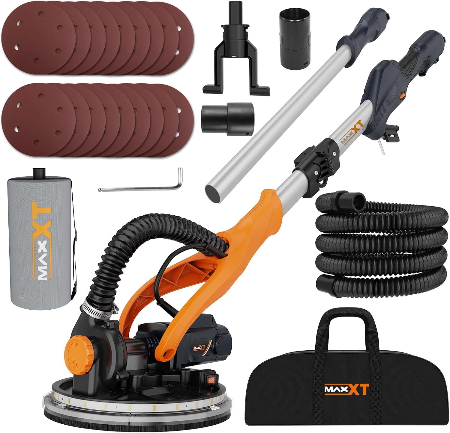 BRAND, CATEGORY, DISC SANDERS, MAXXT, MAXXT Brushless Drywall Sander, R7202-F-US 6.5A Motor, REAL Self-priming System, Variable Speed, 6 x 9-inch Sanding Discs, LED Light, Telescopic Handle, Corded Electric, Dust Bag