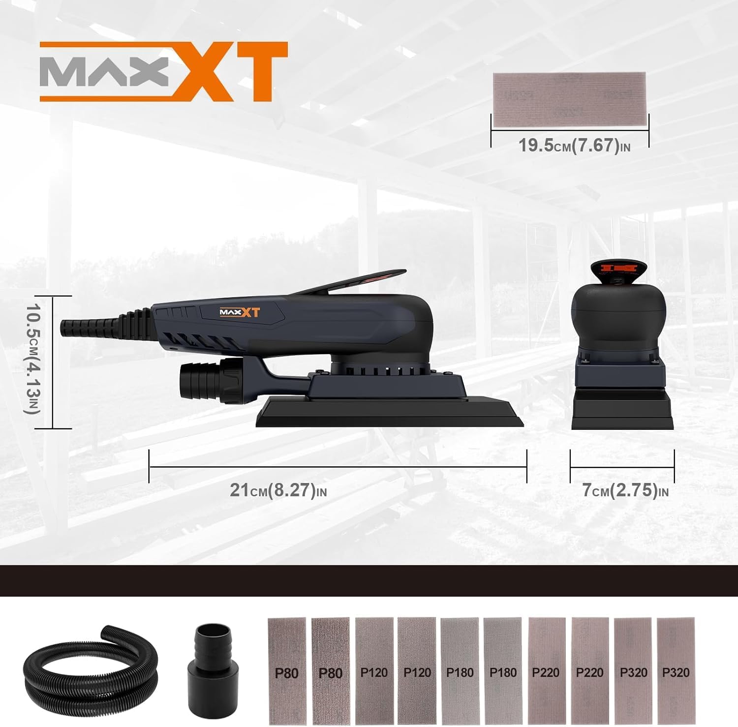 BRAND, CATEGORY, MAXXT, RANDOM-ORBIT SANDERS, MAXXT Brushless Sheet Sander Electric 3mm Orbital 350W 3A Multi-function 10000RPM Variable Speed Corded Orbital Sanders Machine with 10 Sanding Paper for Woodworking Palm Sander Finishing Sander