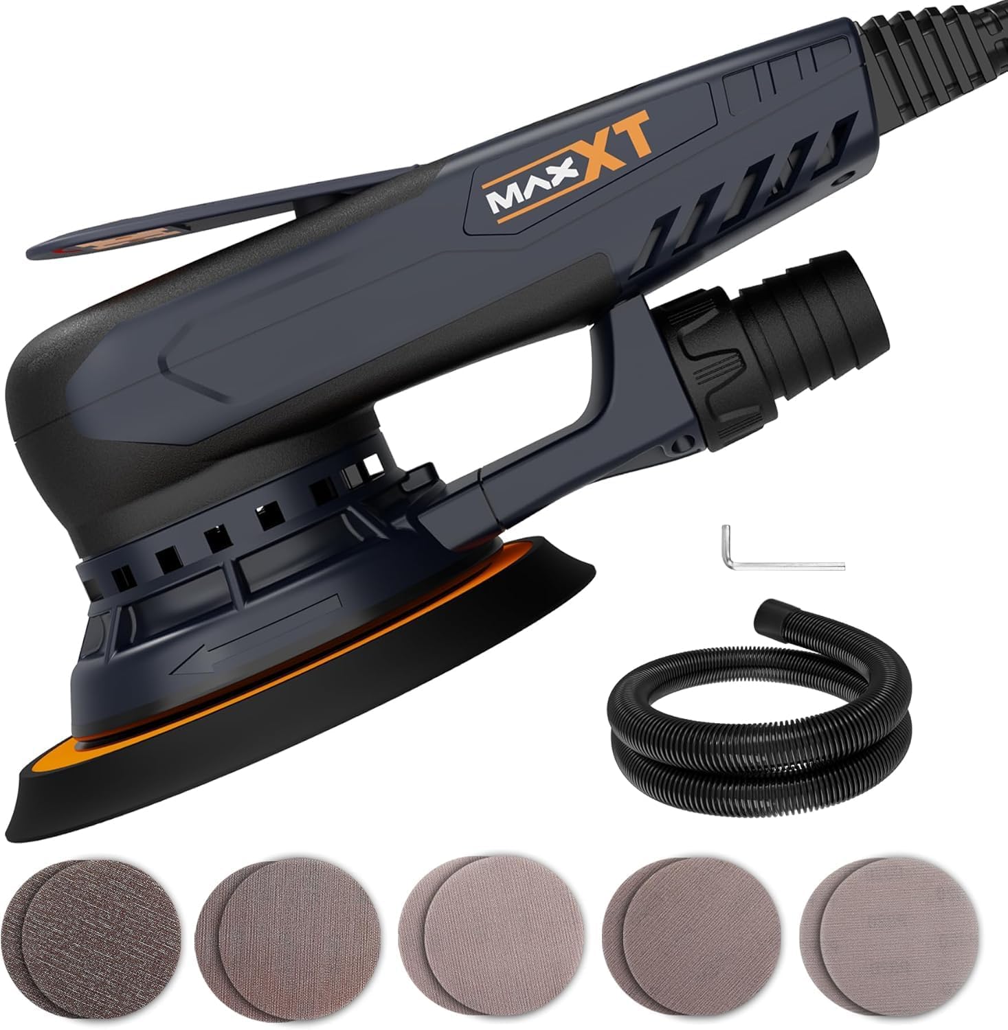 BRAND, CATEGORY, MAXXT, RANDOM-ORBIT SANDERS, MAXXT Electric 2.5mm Random Orbital Sander Brushless 350W 3A Multi-function Variable Speed Electric Corded Orbital Sanders Machine with 10 Sanding Paper for Woodworking (R7303-2.5mmOrbit)