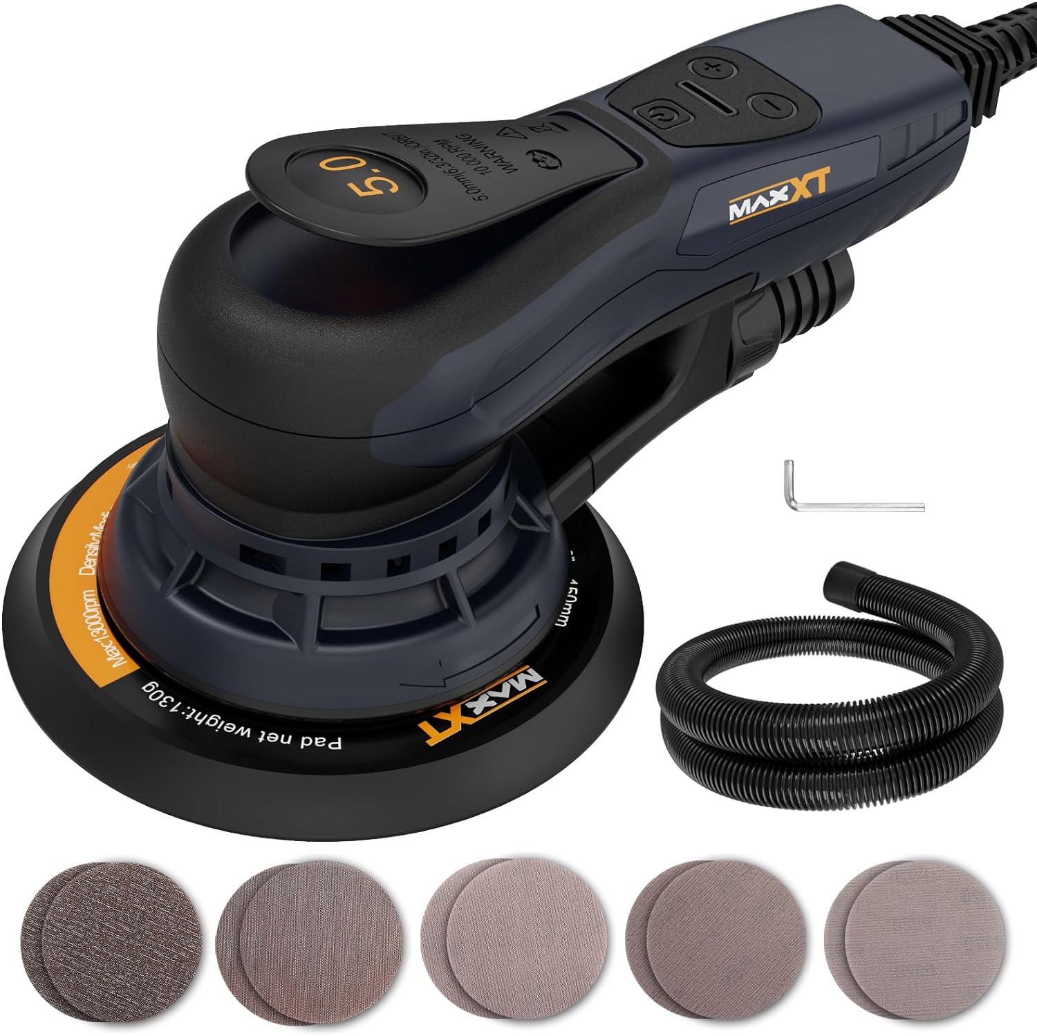 BRAND, CATEGORY, MAXXT, RANDOM-ORBIT SANDERS, MAXXT Electric 5mm Random Orbital Sander Brushless 350W 3A Multi-function Variable Speed Electric Corded Orbital Sanders Machine with 10 Sanding Paper for Woodworking (R7303-5.0mmOrbit)