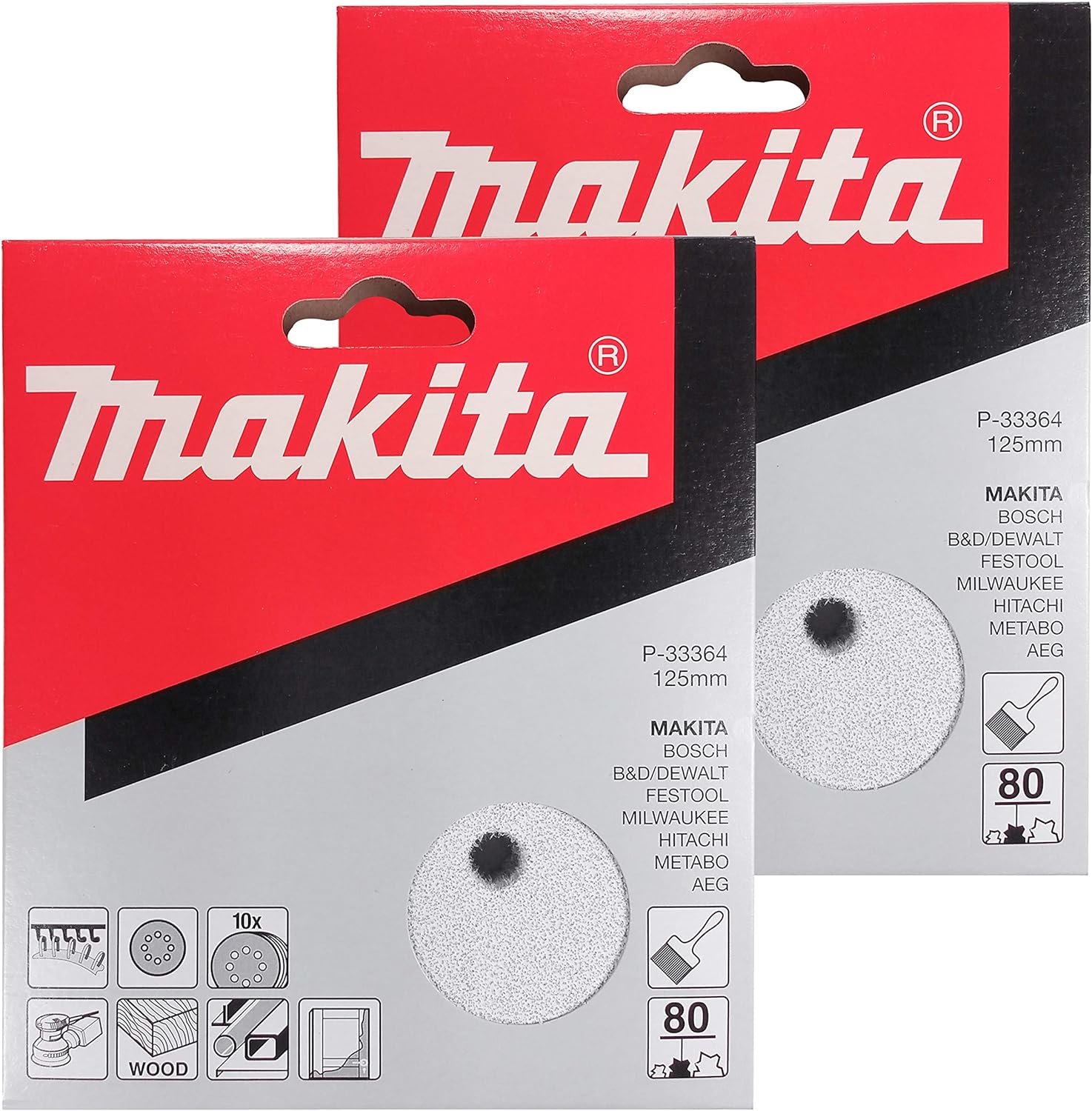 BRAND, CATEGORY, HOOK & LOOP DISCS, MAKITA, Makita 20 Pack - 80 Grit Sanding Discs For 5 Random Orbit Sanders - For Aggressive Sanding of Wood, Metal & Plastic | 8 Hole Hook-And-Loop Sandpaper