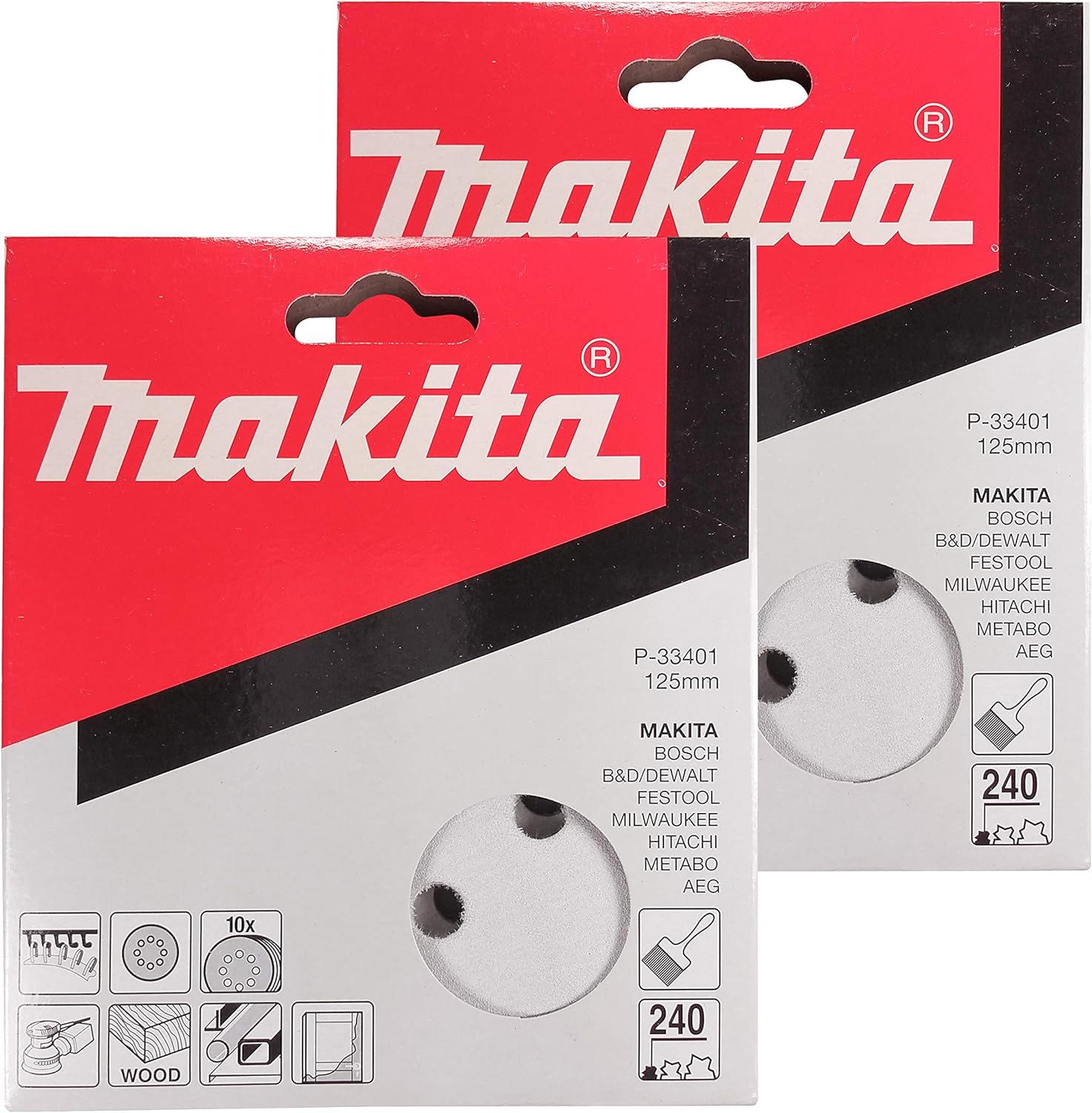 BRAND, CATEGORY, HOOK & LOOP DISCS, MAKITA, Makita 20 Piece - 240 Grit Sanding Discs For 5" Random Orbit Sanders - For Fine Sanding of Wood, Metal & Plastic | 8 Hole Hook-And-Loop Sandpaper