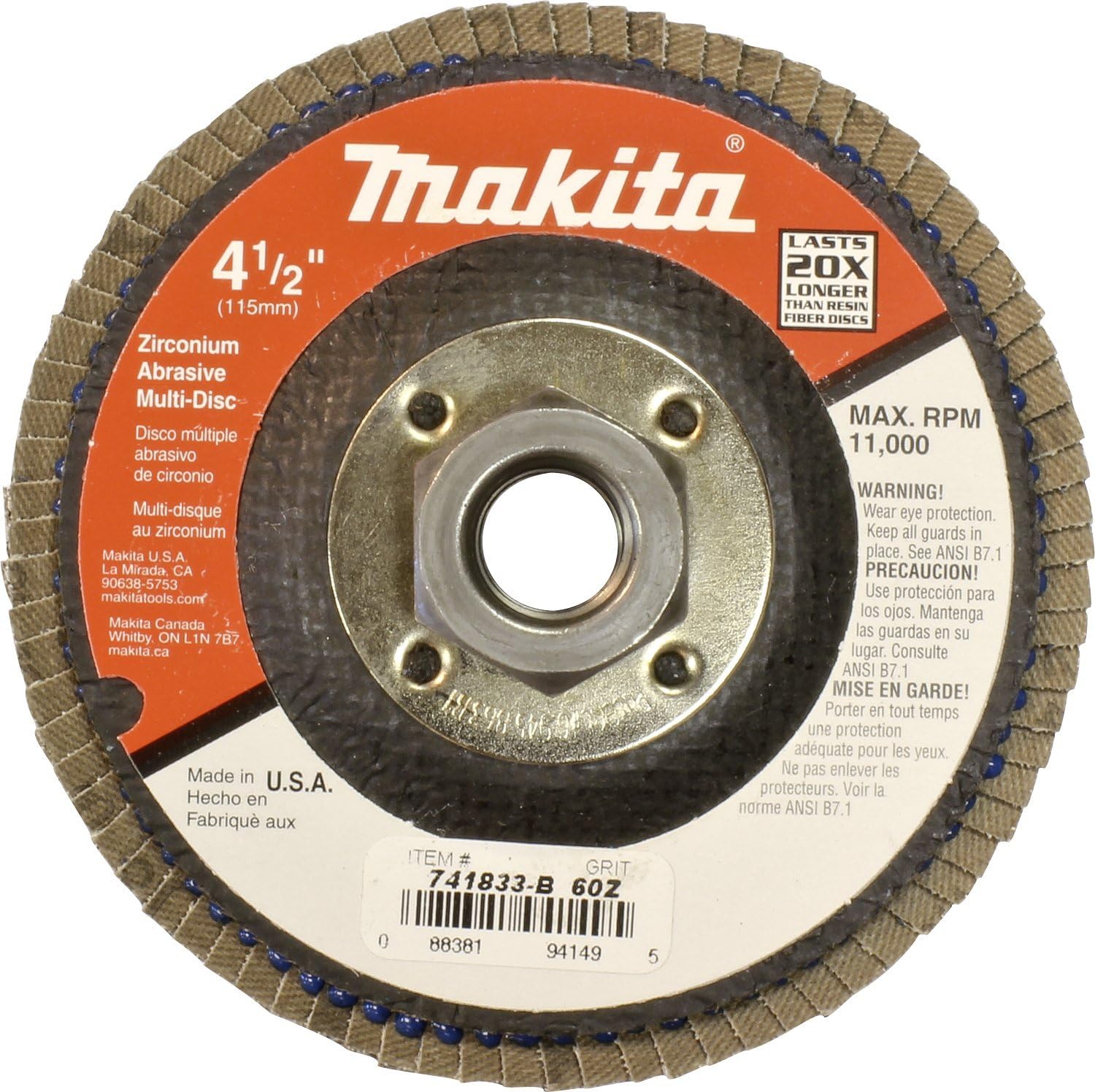 BRAND, CATEGORY, GRINDING DISCS, MAKITA, Makita 741833-B-10 4.5-Inch Multi Disc #60, 10-Pack