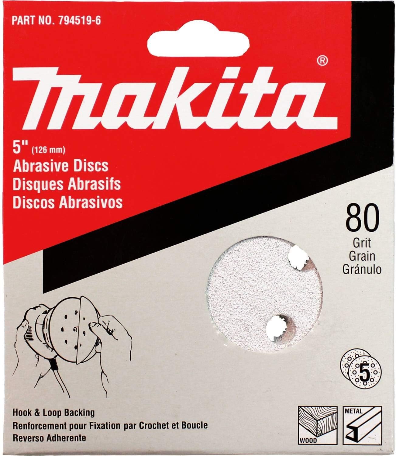 BRAND, CATEGORY, MAKITA, SANDING DISC BACKING PADS, Makita 794523-A-50 5-Inch 100-Grit Abrasive Disc, 50 per package