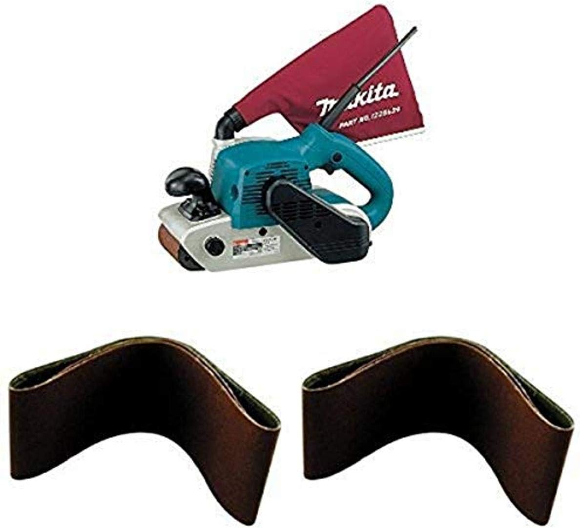 BELT SANDERS, BRAND, CATEGORY, MAKITA, Makita 9403 4" x 24" Belt Sander with Cloth Dust Bag and 4-Inch x 24-Inch Abrasive Sanding Belt, 80 Grit (10/Pk)