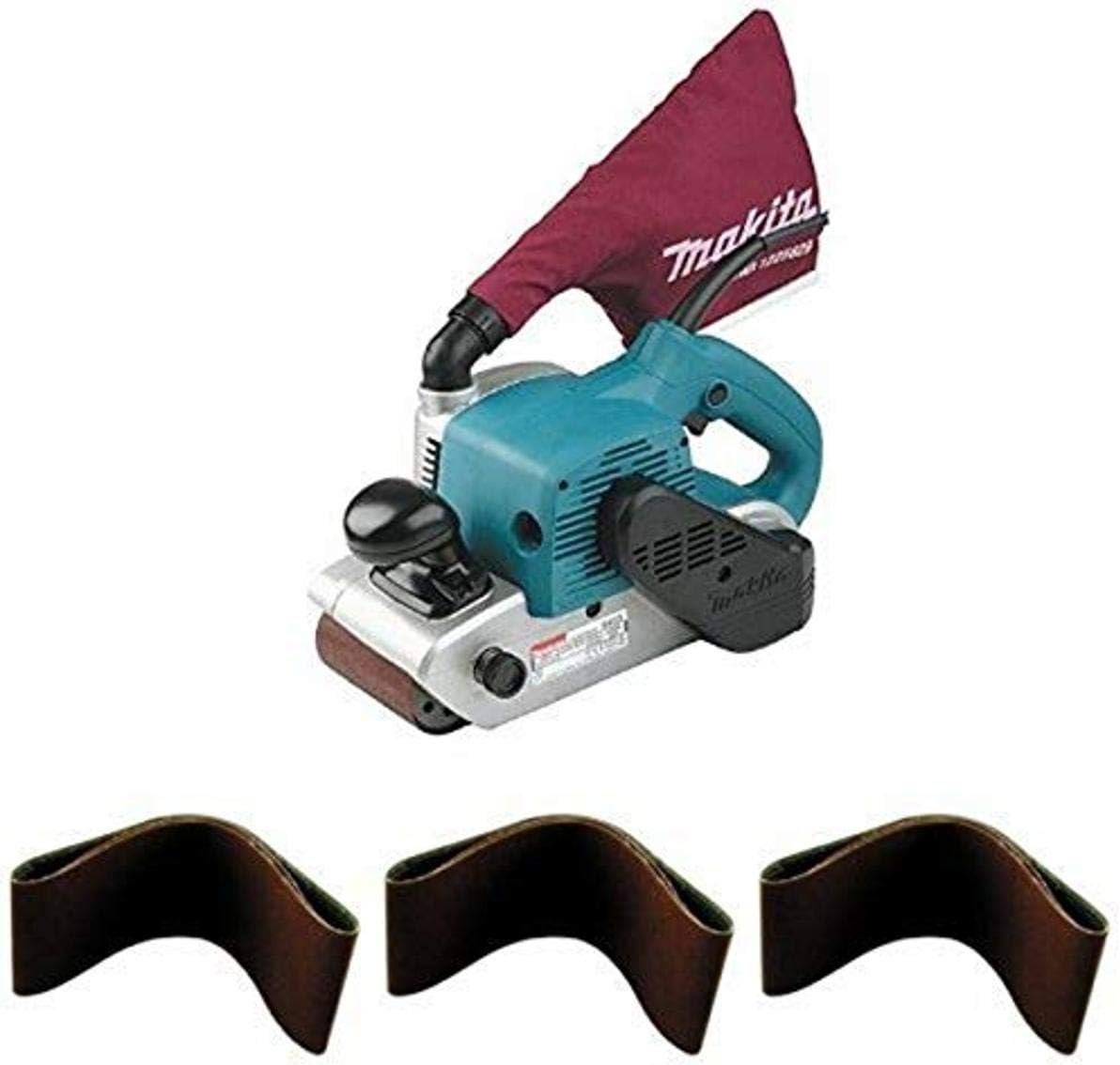 BELT SANDERS, BRAND, CATEGORY, MAKITA, Makita 9403 4" x 24" Belt Sander with Cloth Dust Bag and 4-Inch x 24-Inch Abrasive Sanding Belt, 80 Grit (10/Pk)