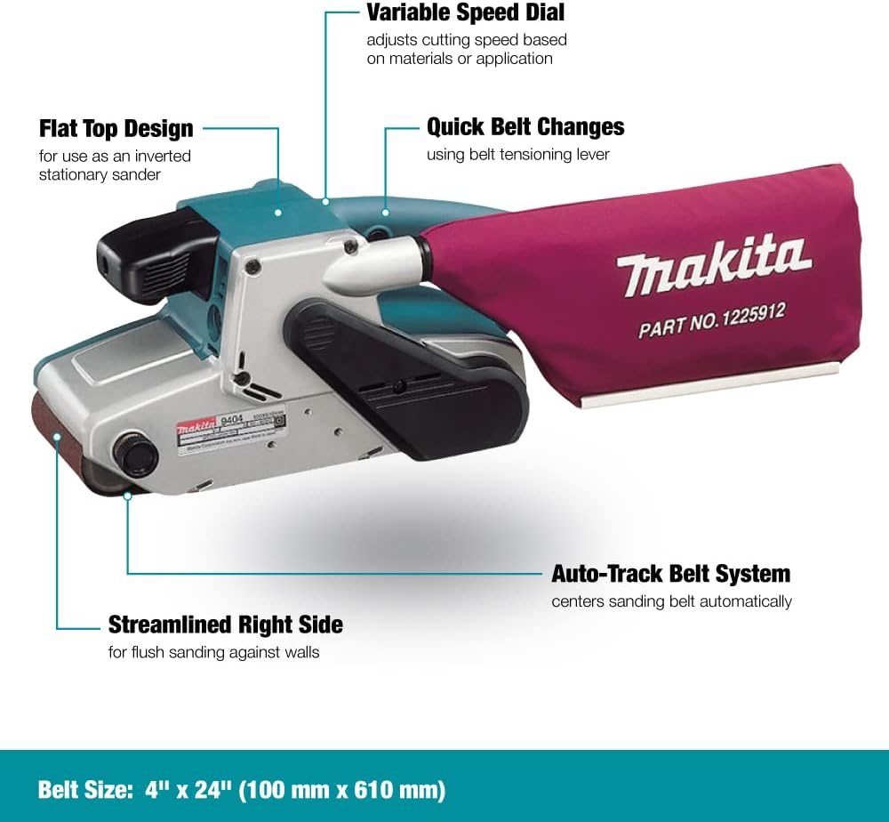 BELT SANDERS, BRAND, CATEGORY, MAKITA, Makita 9404 4" x 24" Belt Sander, with Variable Speed , Blue