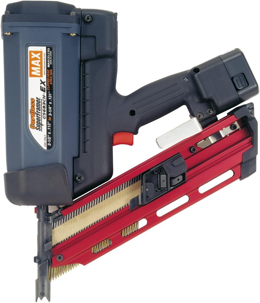 BRAND, CATEGORY, FINISH NAILERS, MAX USA CORP., Max GS683CH-EX Cordless SuperFramer 34-Degree Nailer