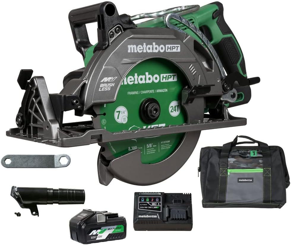 BRAND, CATEGORY, CIRCULAR SAWS, METABO HPT, Metabo HPT 36V MultiVolt™ Cordless Rear Handle Circular Saw Kit w/ 36V MultiVolt Cordless Paper Strip Framing Nailer