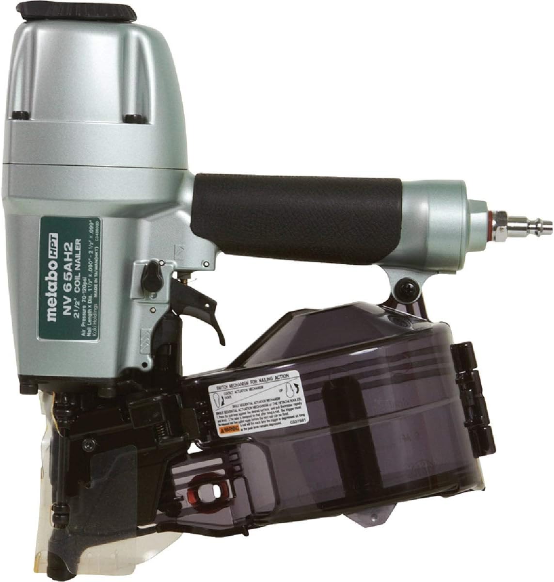 BRAND, CATEGORY, HITACHI, SIDING NAILERS, Metabo HPT Coil Siding Nailer, Siding Nails 1-1/2 inch To 2-1/2 inch, Side load, Tilt Bottom Magazine (NV65AH2)