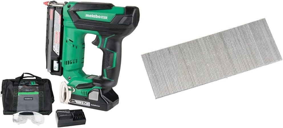 BRAND, CATEGORY, METABO HPT, PINNERS, Metabo HPT Cordless Pin Nailer Kit, 18V, 23 Gauge, 5/8" up to 1-3/8" Pin Nails, 3000 Nails Per Charge, Compact 3.0 Ah Lithium Ion Battery, Lifetime Tool Warranty (NP18DSAL), Green