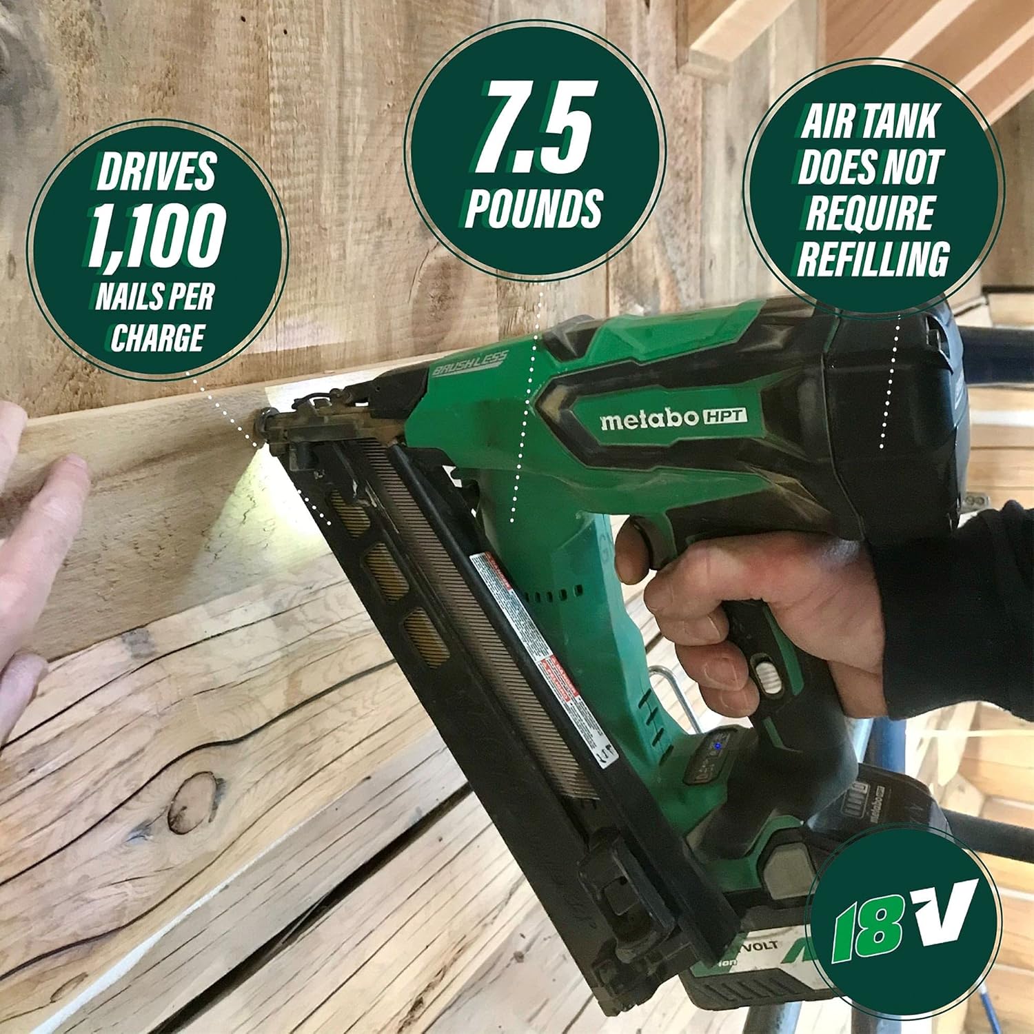 BRAND, CATEGORY, FINISH NAILERS, RENEWED, Metabo HPT NT1865DMAMR 18V 15 Gauge Cordless Brushless Lithium-Ion Brad Nailer Kit (Renewed)