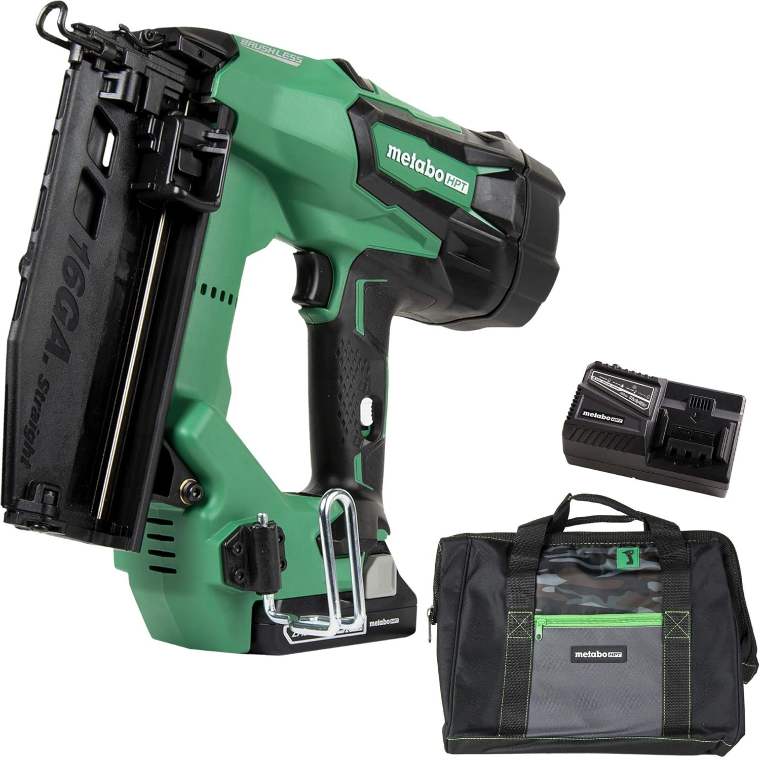 BRAD NAILERS, BRAND, CATEGORY, RENEWED, Metabo HPT NT1865DMMR 18V Brushless Lithium-Ion 16 Gauge Cordless Straight Brad Nailer Kit (3 Ah) (Renewed)