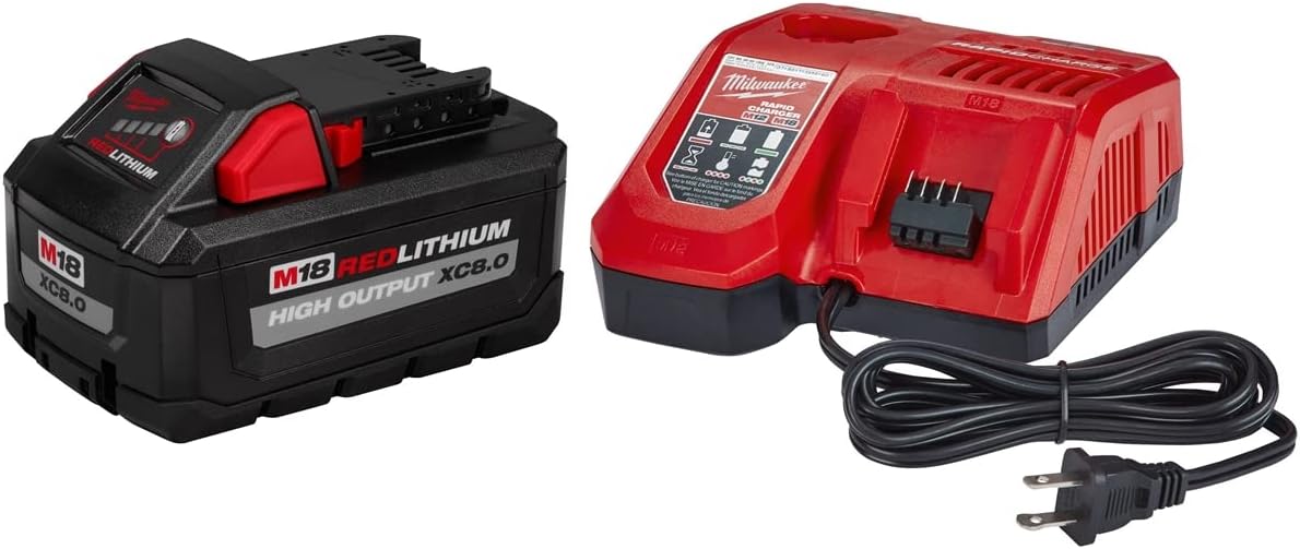 BATTERY PACKS, BRAND, CATEGORY, MILWAUKEE, Milwaukee 48-59-1880 M18 REDLITHIUM HIGH OUTPUT XC8.0 Starter Kit (8 Ah)