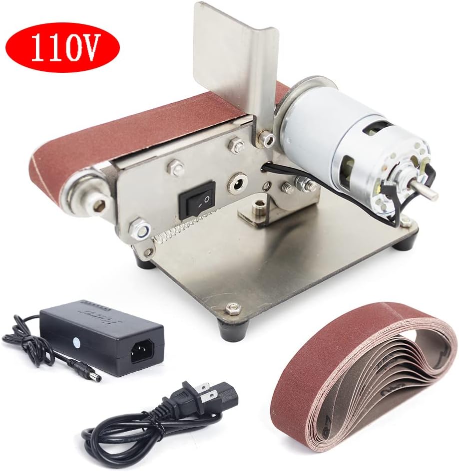 BELT SANDERS, BRAND, CATEGORY, NENCHENGLI, Mini Belt Sander Electric Belt Sanders Grinder Polisher Electric Polishing Grinding Belt Machine Diy Bench Grinder Sander Wood Sanding Tool 895 Motor, 7 Gears Speed