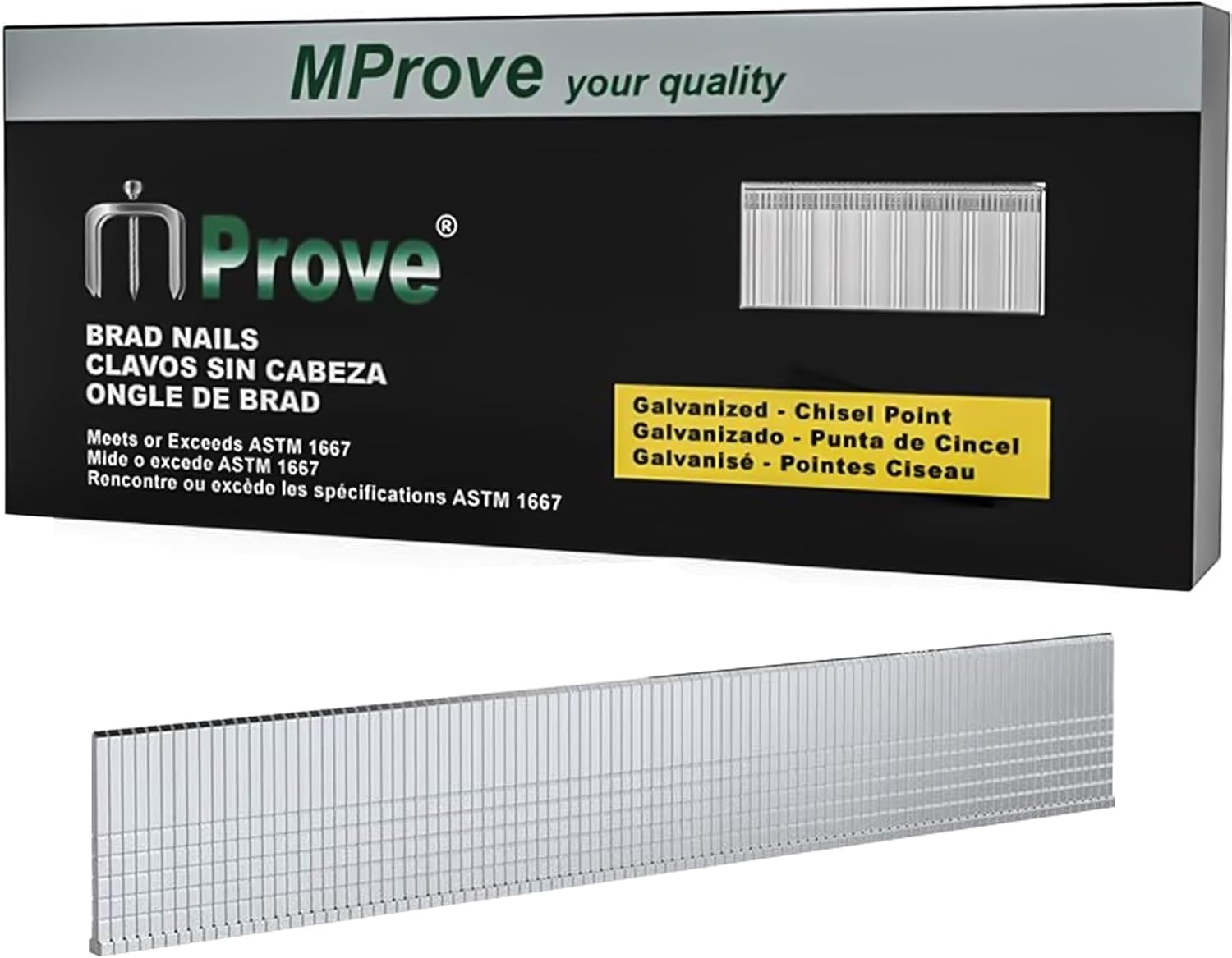 BRAND, CATEGORY, MPROVE, STAPLES, Mprove 18 Gauge Brad Nails, 5/8in Leg Length 16 mm Heavy Duty Electro-Galvanized Staples for Electric or Pneumatic Narrow Crown Stapler Guns (2000 Per Box)