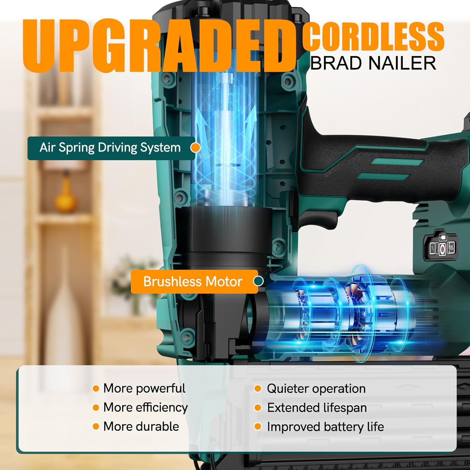 BRAD NAILERS, BRAND, CATEGORY, NEU MASTER, NEU MASTER Upgraded Brad Nailer, 18 Gauge Nail Gun Battery Powered with Brushless Motor, 20V Max Cordless Nail Gun, Adjustable Depth, Ideal for Roofing, Sheathing, Framing, Woodworking