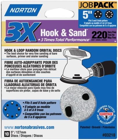 BRAND, CATEGORY, HOOK & LOOP DISCS, NORTON, Norton 07660704038 Hook and Loop Sanding Discs, 5", 220 Grit