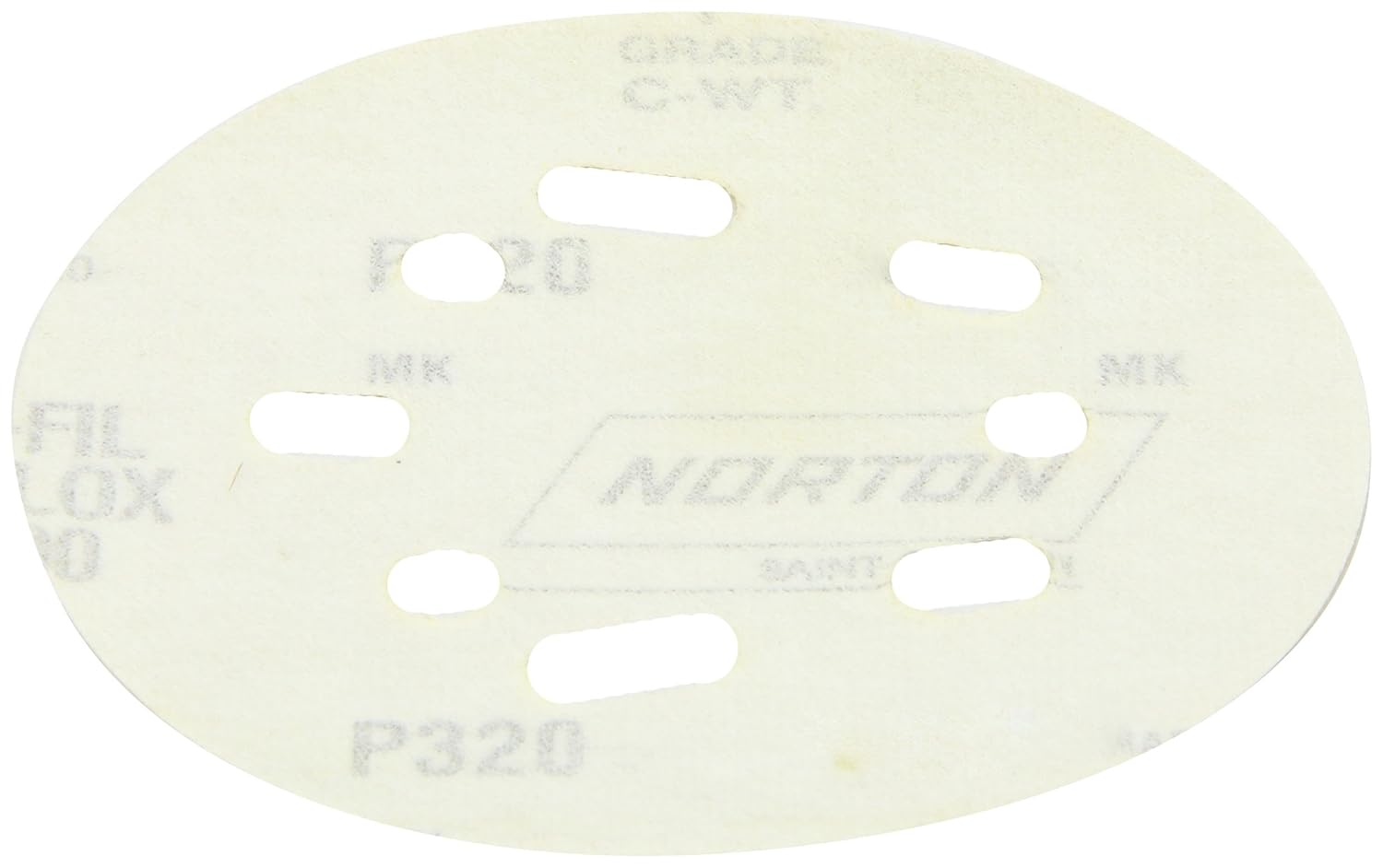 BRAND, CATEGORY, HOOK & LOOP DISCS, NORTON, Norton 07660704056 Hook and Sand Universal Vac Hole Abrasive Disc with Hook and Loop Attachment, Paper Backing, Aluminum Oxide, 5 and 8 Holes, 5" Diameter, Grit P320 Extra Fine (Pack of 25)