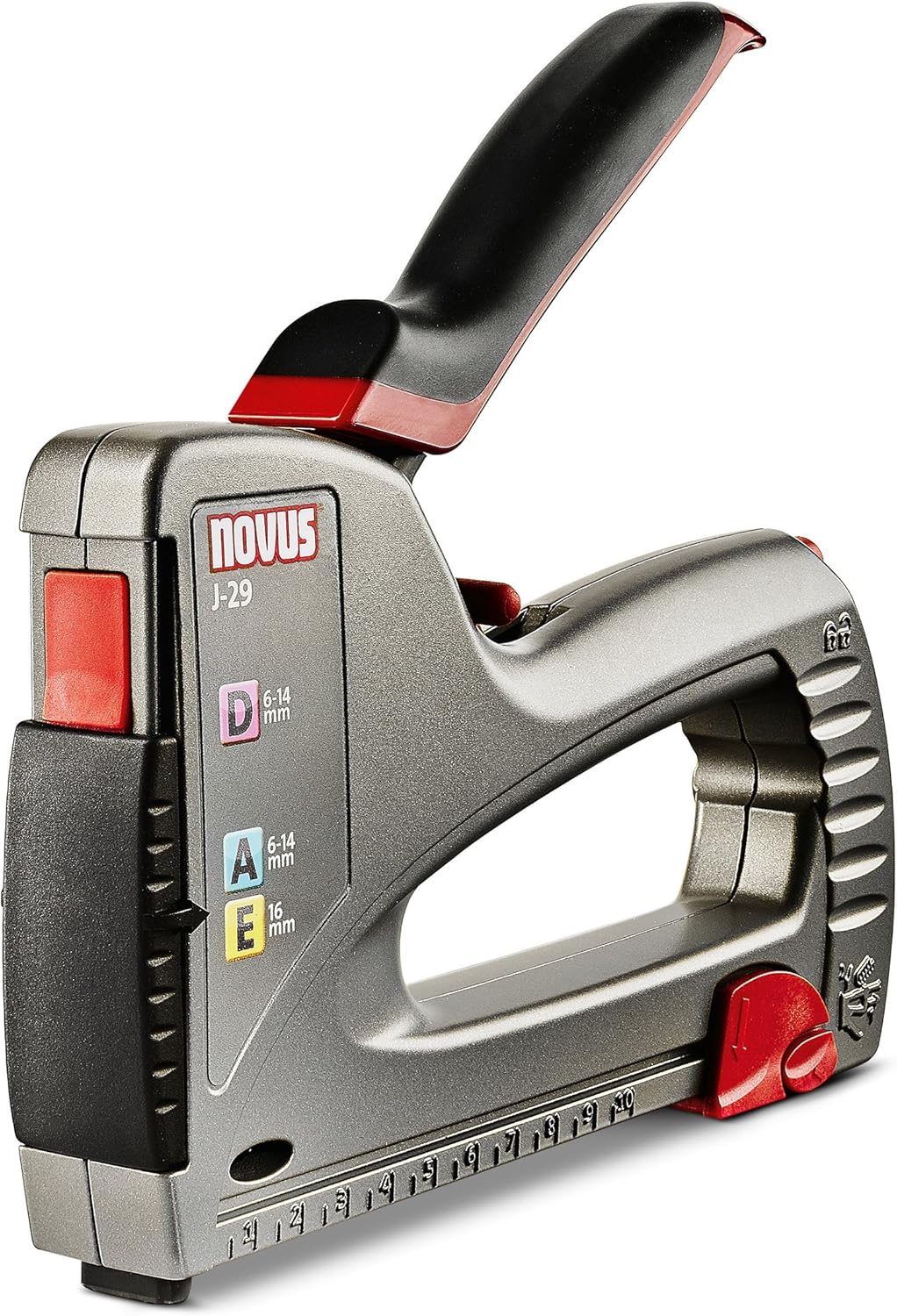 BRAND, CATEGORY, NOVUS, STAPLERS & TACKERS, Novus High-Performance Staple Gun J-29 - Zinc-Die Cast Stapler Gun for Fine or Flat Wire and Hammer Gun Staples - Comfort Grip Staple/Nail Gun