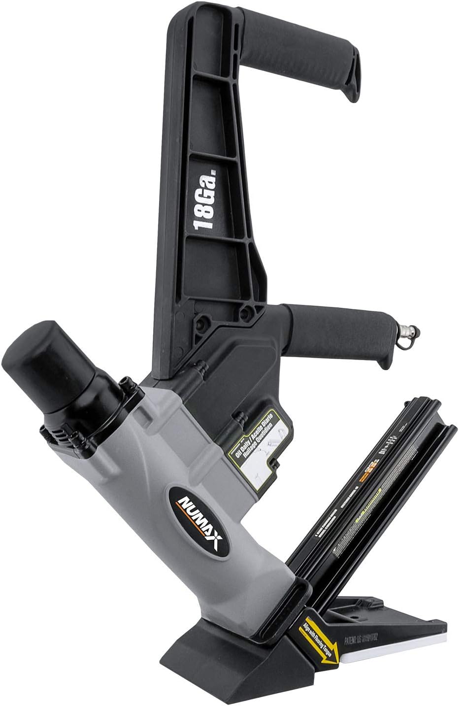 BRAND, CATEGORY, FLOORING NAILERS, NUMAX, NuMax S18GLCNDH Pneumatic 18 Gauge 1-3/4" L-Cleat Dual Handle Flooring Nailer