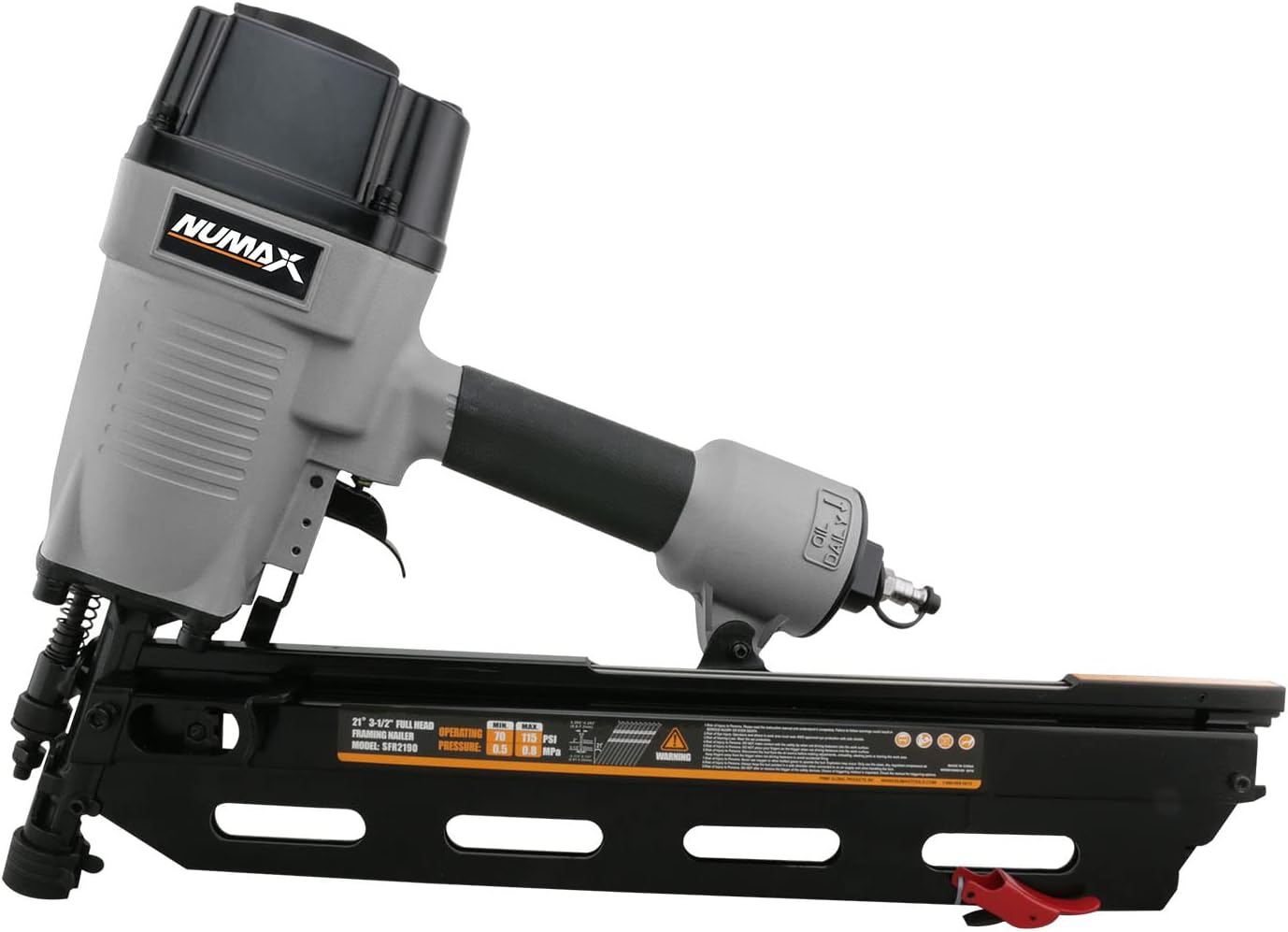 BRAND, CATEGORY, FRAMING NAILERS, NUMAX, NuMax SFR2190WN Pneumatic 21 Degree 3-1/2" Full Round Head Framing Nailer with Nails (500 count)