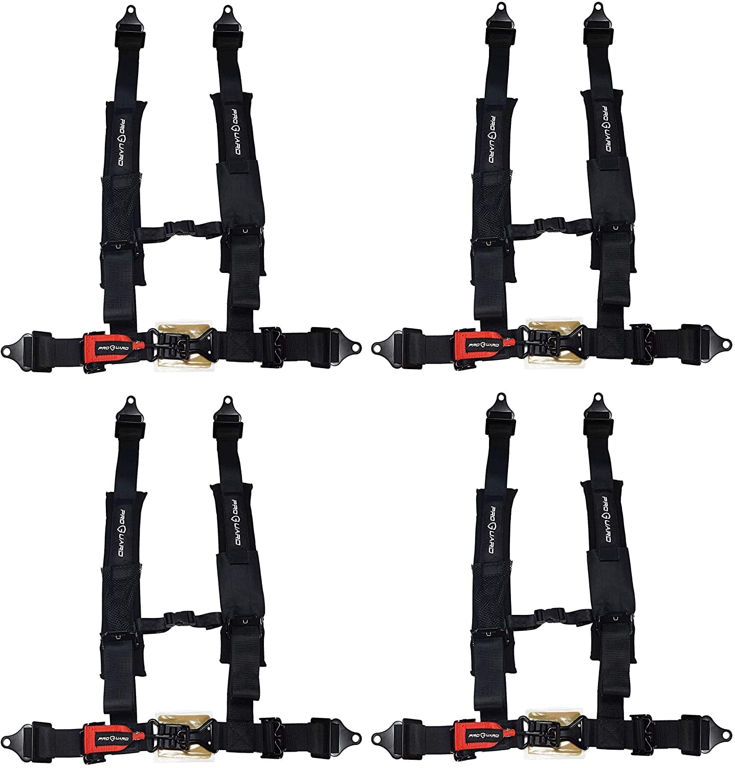 BRAND, CATEGORY, PROGUARD, SEAT BELTS, Offroad Harnesses (2-Pack Black) with 2" Nylon Straps & 4 Points of Contact - Compatible with All UTVs incl Polaris, Kawasaki, etc