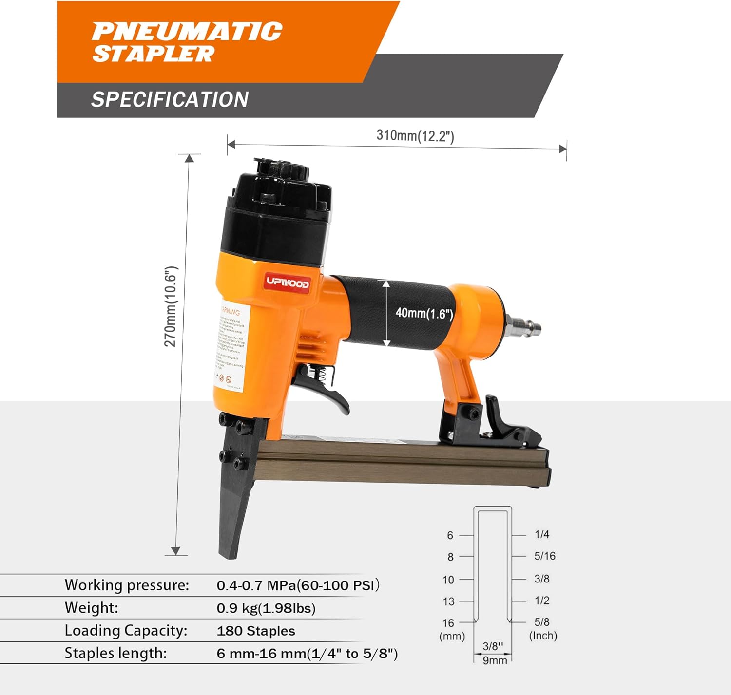 BRAND, CATEGORY, PINNERS, UPWOOD, P625 Pneumatic 23 Gauge Headless Pin Nailer, 1/2-Inch to 1-Inch Leg Length Air Powered Micro Pinner for Furniture, Cabinets, Interior Decoration