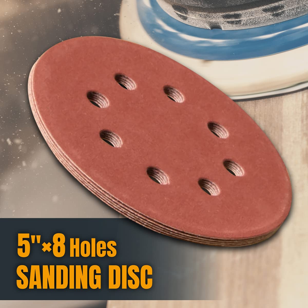 BRAND, CATEGORY, HOOK & LOOP DISCS, POWERTEC, POWERTEC 45053 75PK, 5 Inch 8 Hole Hook and Loop Sanding Discs, 60/120/240, Assorted Grits Sandpaper for Random Orbital Sanders