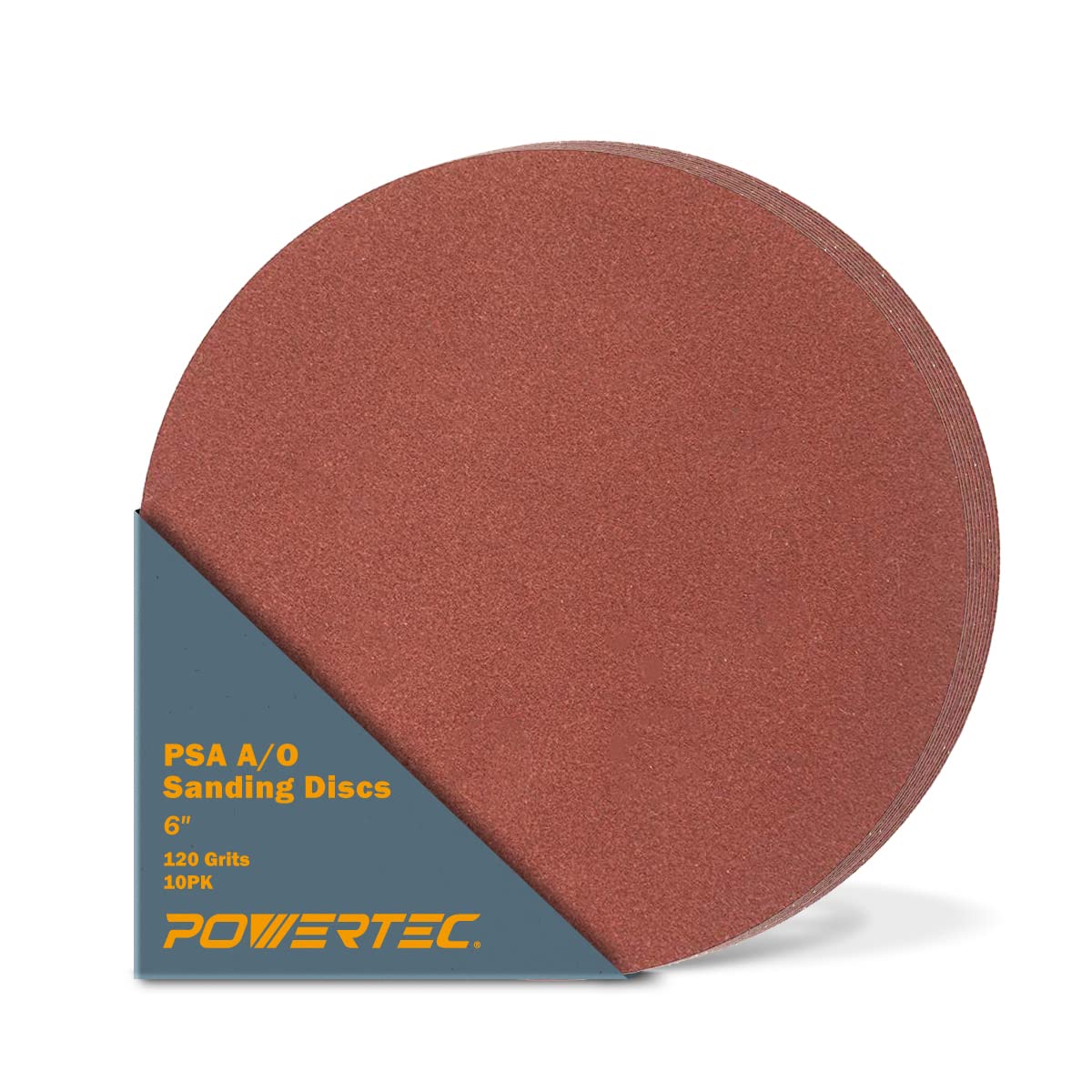 BRAND, CATEGORY, POWERTEC, PSA DISCS, POWERTEC 110290-P2 6 Inch PSA Sanding Discs, 80 Grit, Aluminum Oxide Adhesive Sandpaper for 4x36 Belt Sander, 20PK