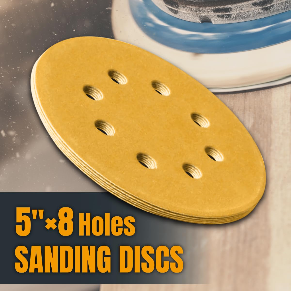 BRAND, CATEGORY, HOOK & LOOP DISCS, POWERTEC, POWERTEC 44012G-50 5 Inch 8 Hole Hook and Loop Sanding Discs, 120 Grit, 50 PK, Sandpaper for Random Orbital Sanders, Air Sander, Pneumatic Sander, Auto Body Shop