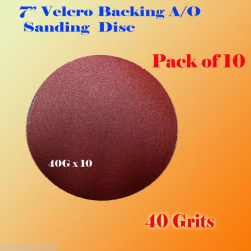 BRAND, CATEGORY, HOOK & LOOP DISCS, MTP, Pack of 10x 7" 40 Grit Sanding Disc Paper Hook and Loop Backing Sander Abrasive Sandpaper Peel Air Sander Orb