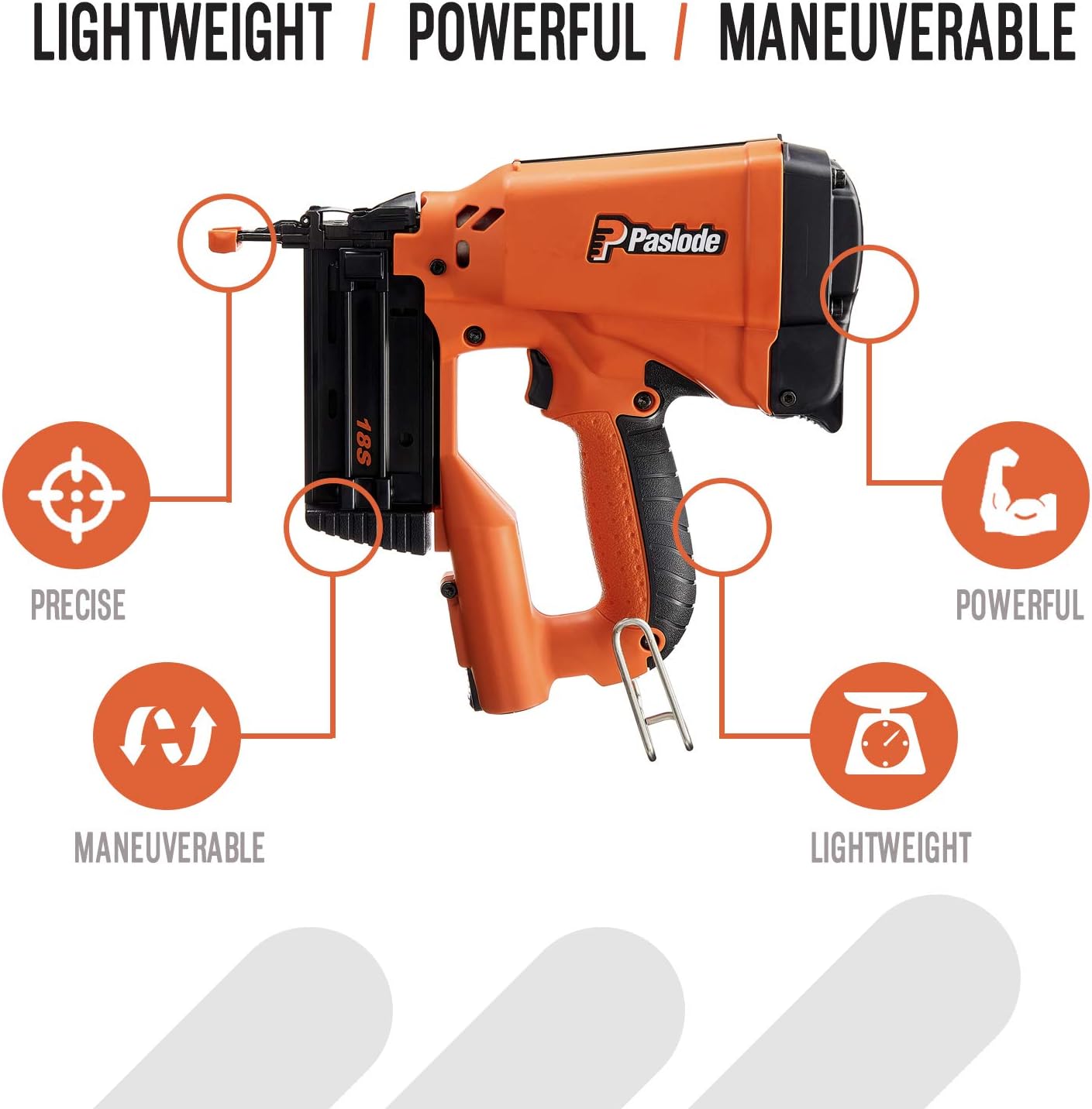 BRAD NAILERS, BRAND, CATEGORY, PASLODE, Paslode, Cordless Brad Nailer, 918100, 18 Gauge, Battery and Fuel Cell Powered, No Compressor Needed